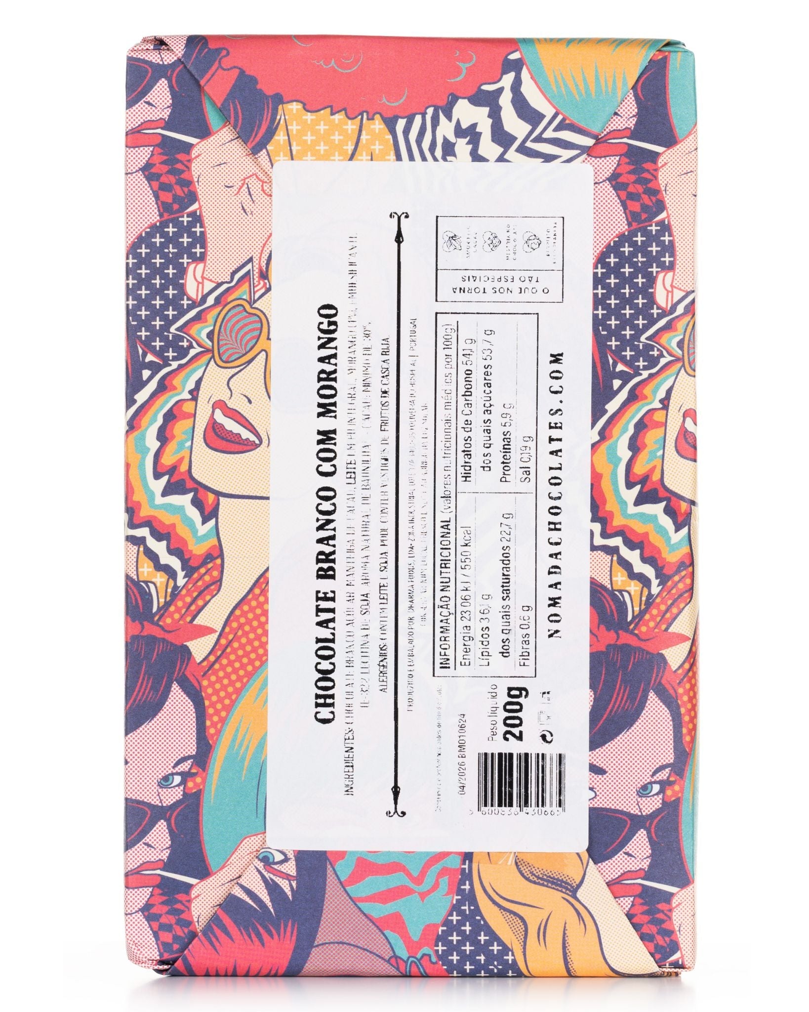 White Chocolate Bar with Strawberry Nómada 200g