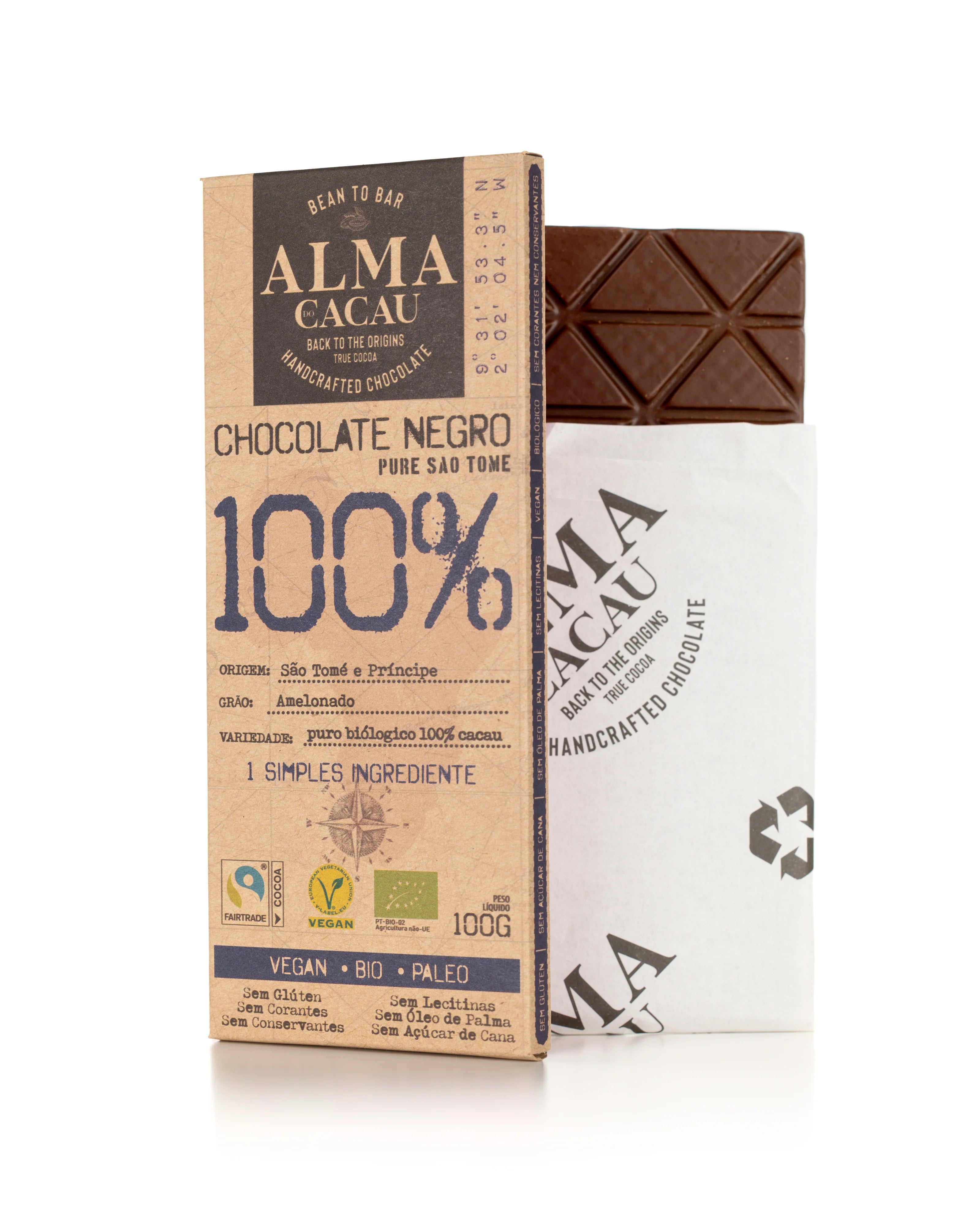 Chocolate Negro BIO 100% Cacau Alma do Cacau 100g