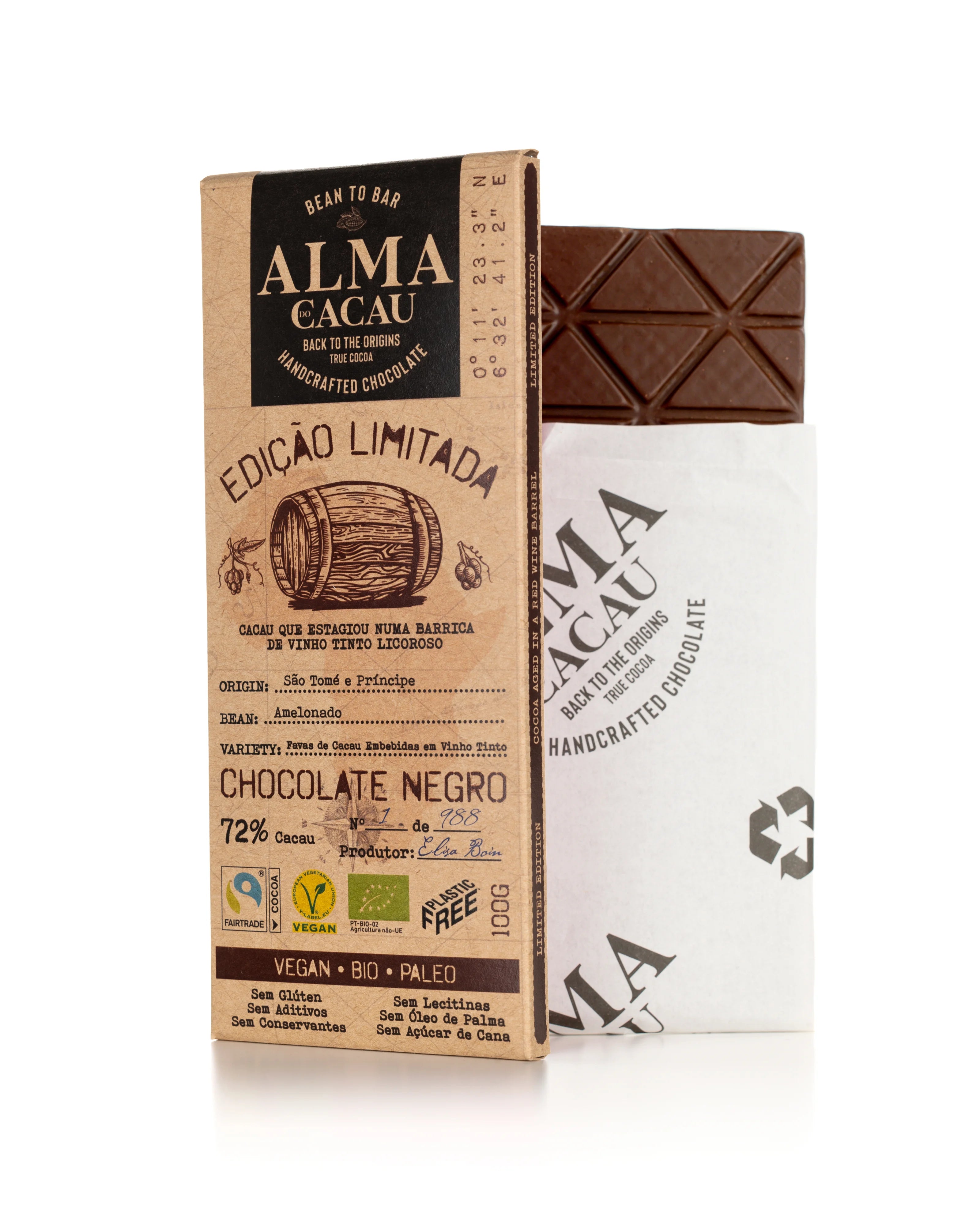 Chocolate 72% with Barrel Aging Red Wine Fortified 100g