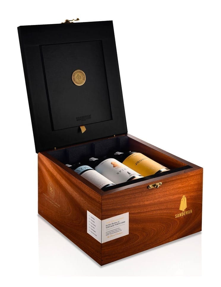 A Bottle of Sandeman Vintage 225 Years Wood Box