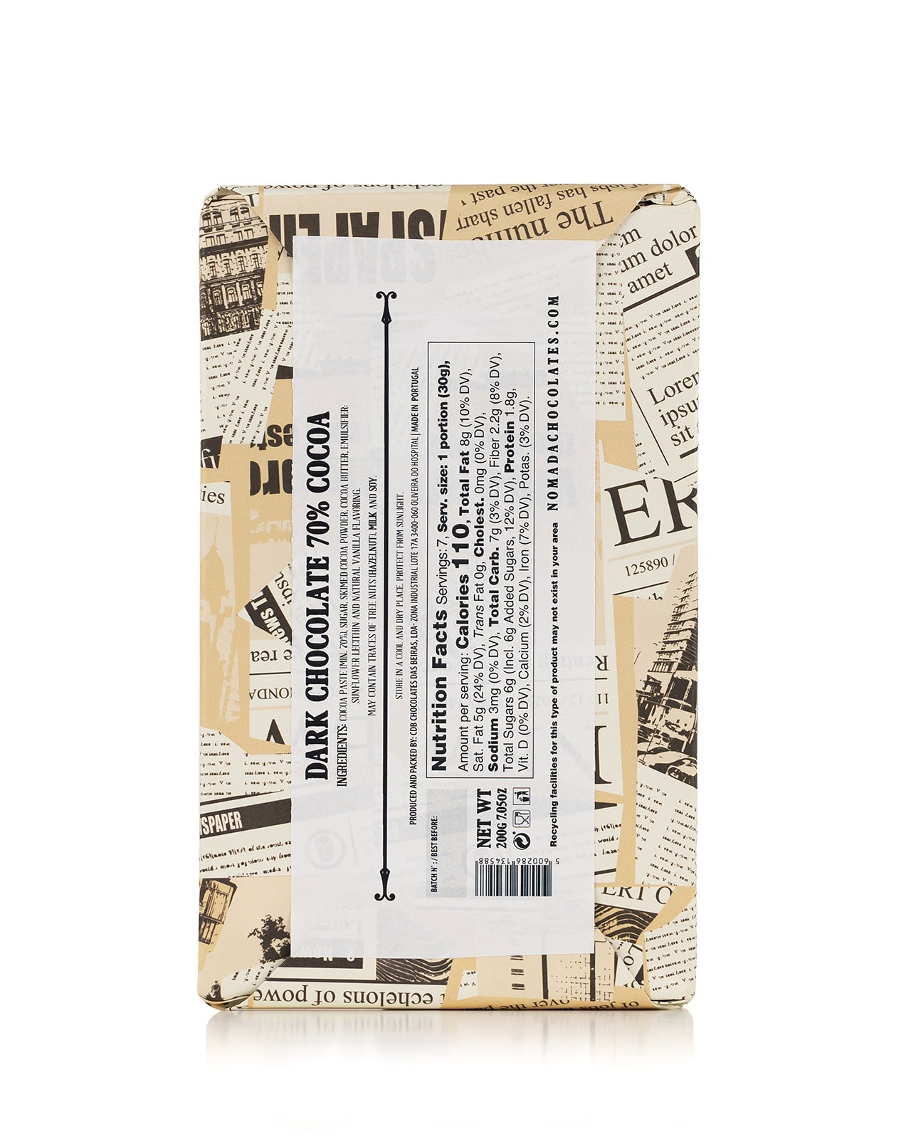 Dark Chocolate 70% Cocoa Nómada 200g