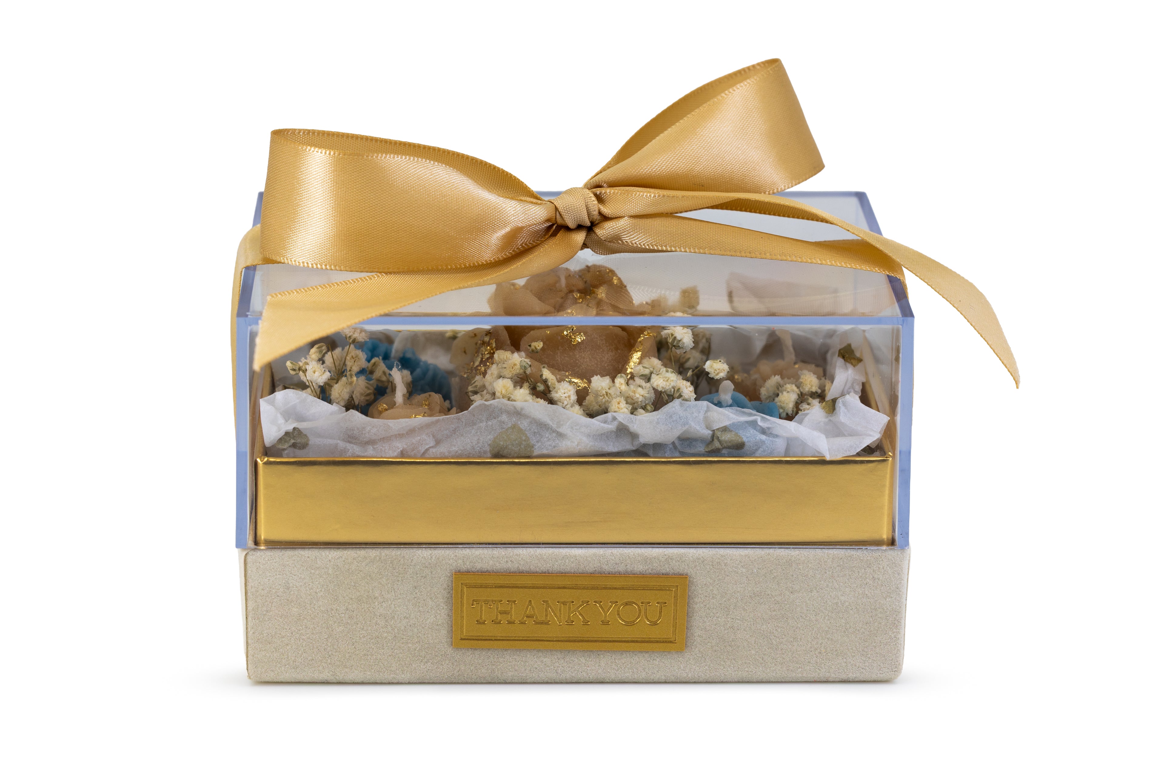 Gold Thank You Box - Beige and Blue