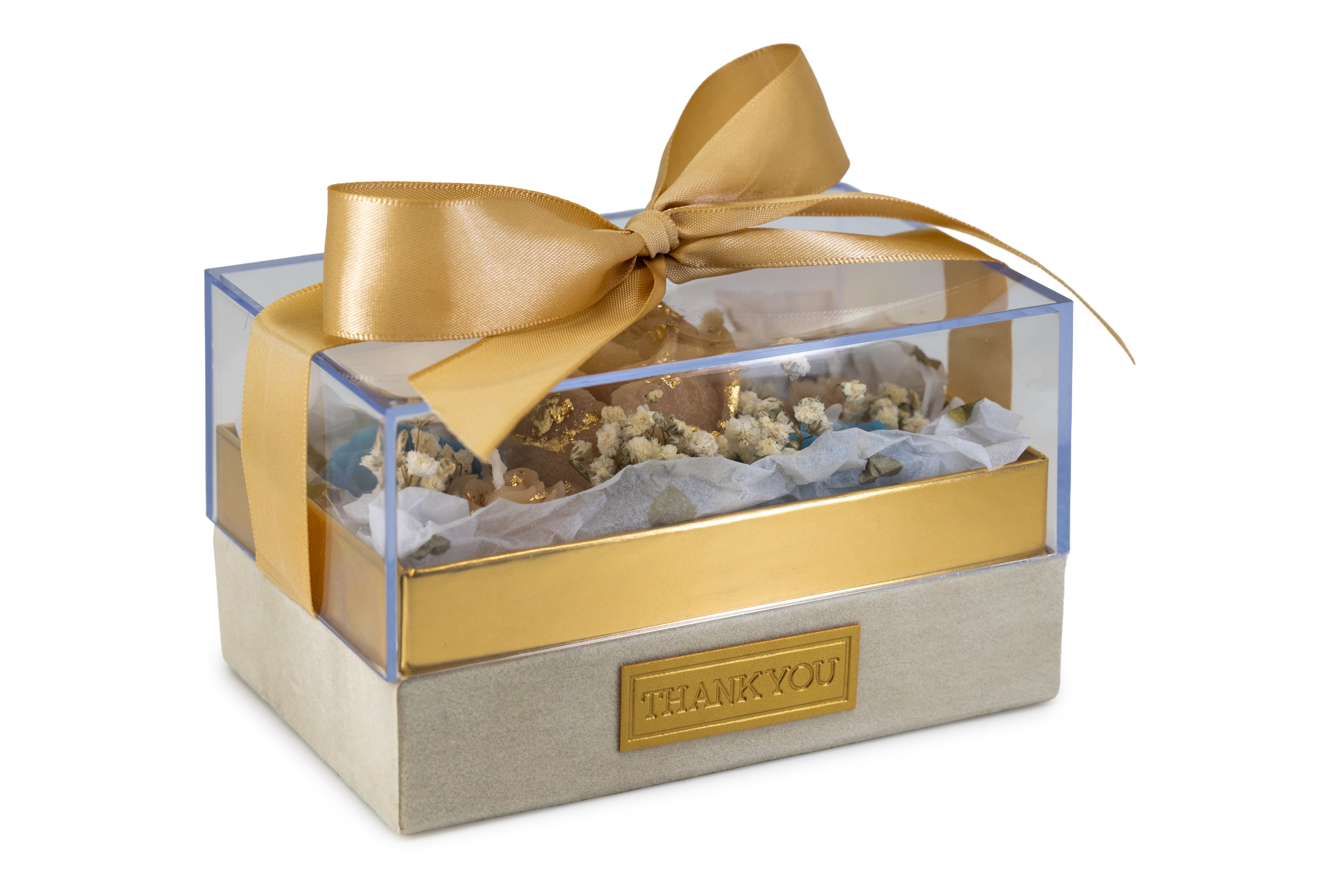 Gold Thank You Box - Beige and Blue