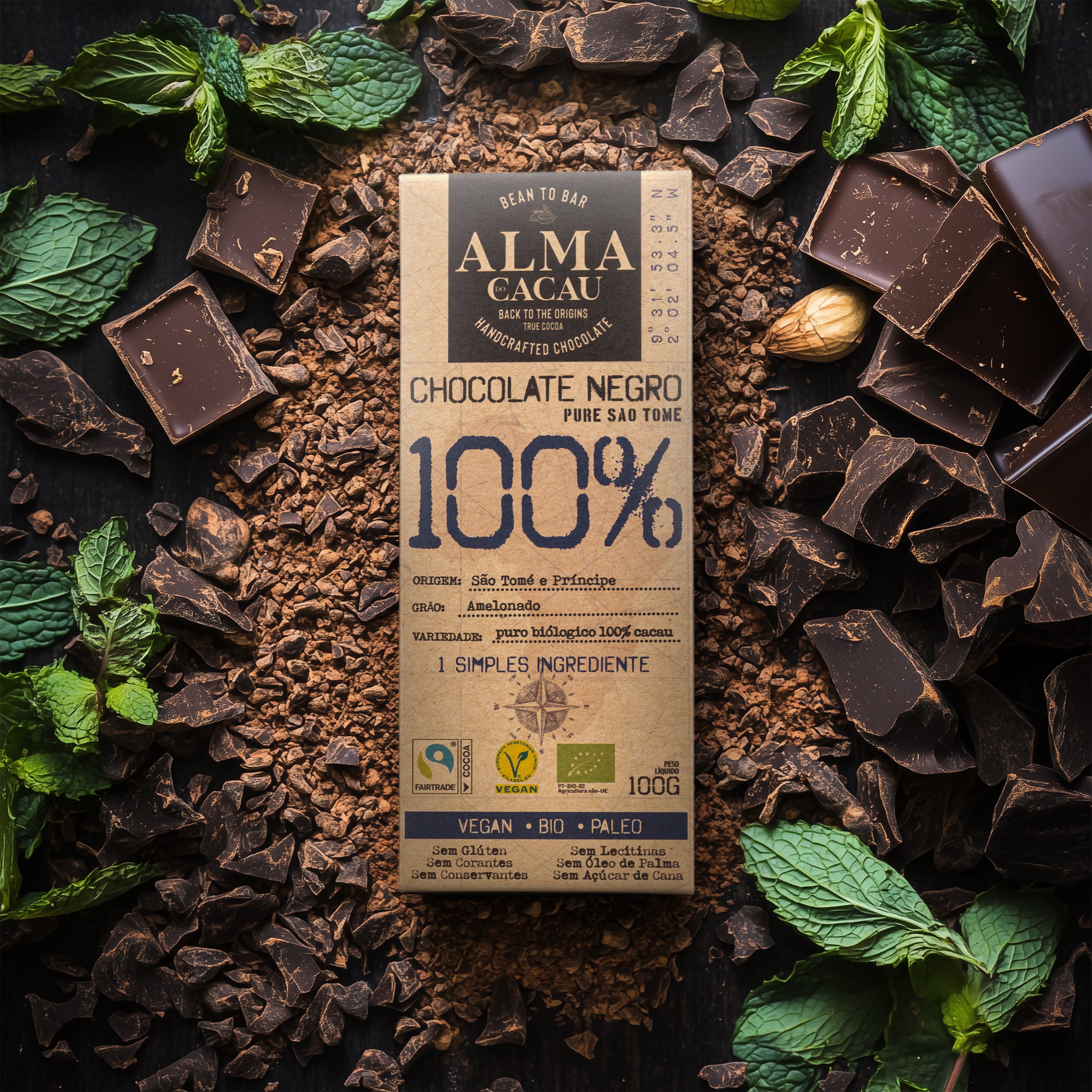 Chocolate Negro BIO 100% Cacau Alma do Cacau 100g