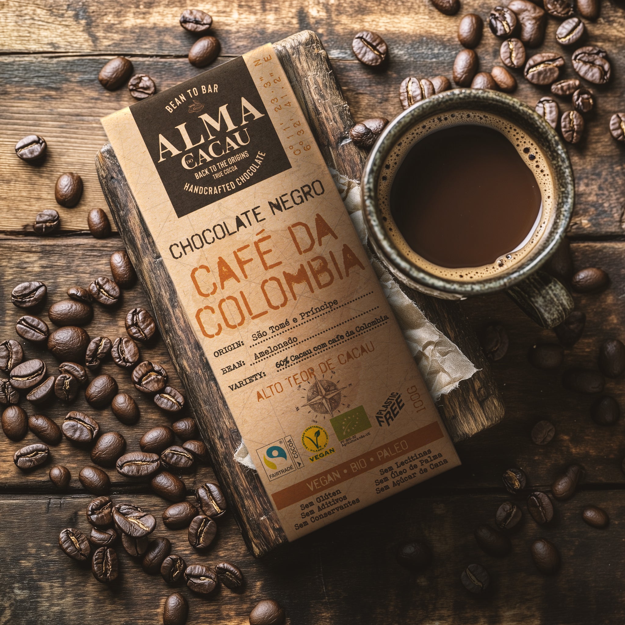Dark Chocolate BIO 60% Cocoa w/ Raw Cocoa Nibs Alma do Cacau 100 g