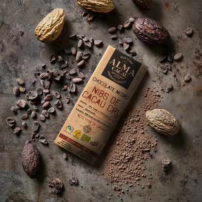 Dark Chocolate BIO 60% Cocoa w/ Raw Cocoa Nibs Alma do Cacau 100 g