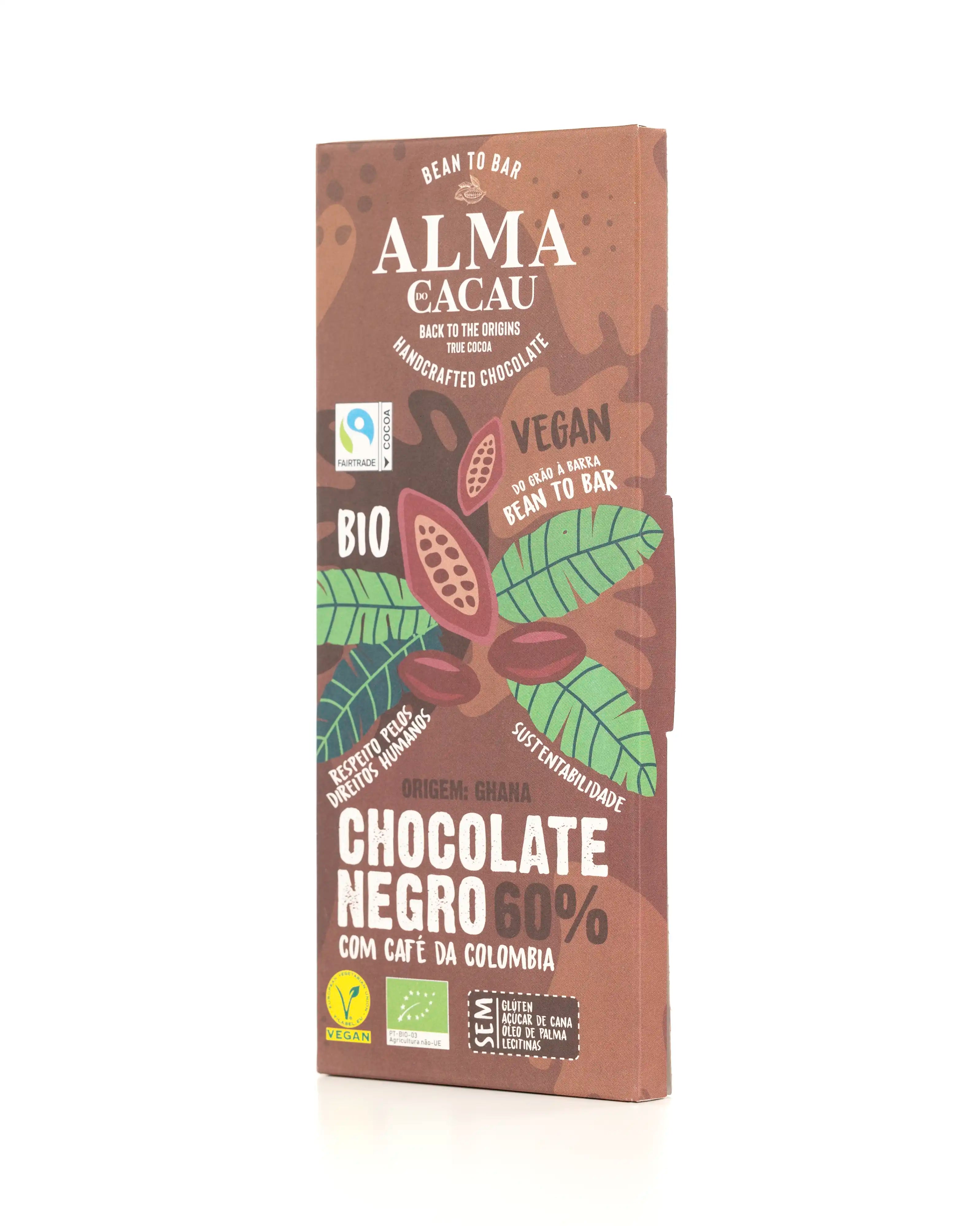 Chocolate Negro BIO 60% Cacau com Café Torrado Alma do Cacau 100 g
