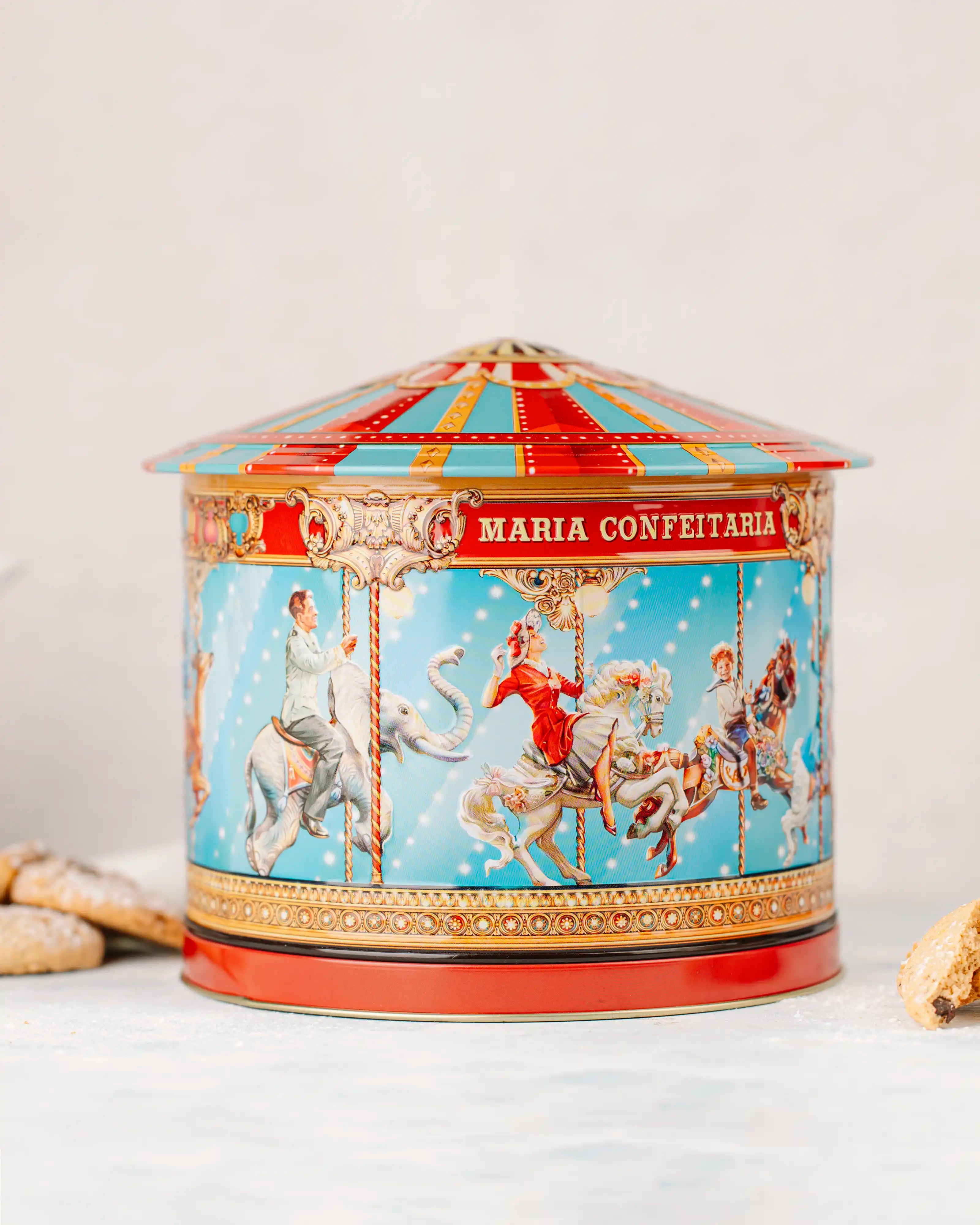 Music Tin with Biscuits &quot;Carousel&quot; Maria Confeitaria 300g