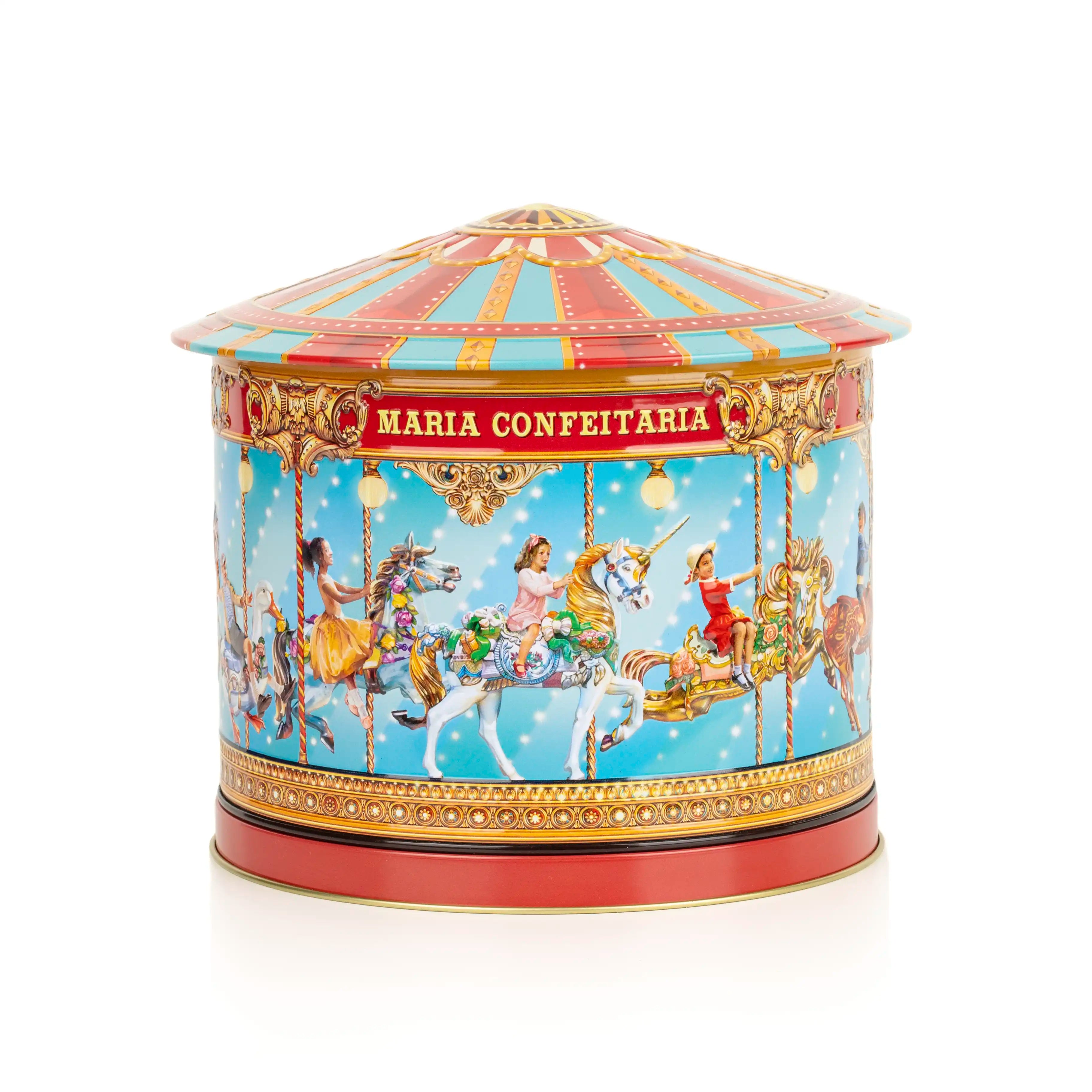 Music Tin with Biscuits &quot;Carousel&quot; Maria Confeitaria 300g