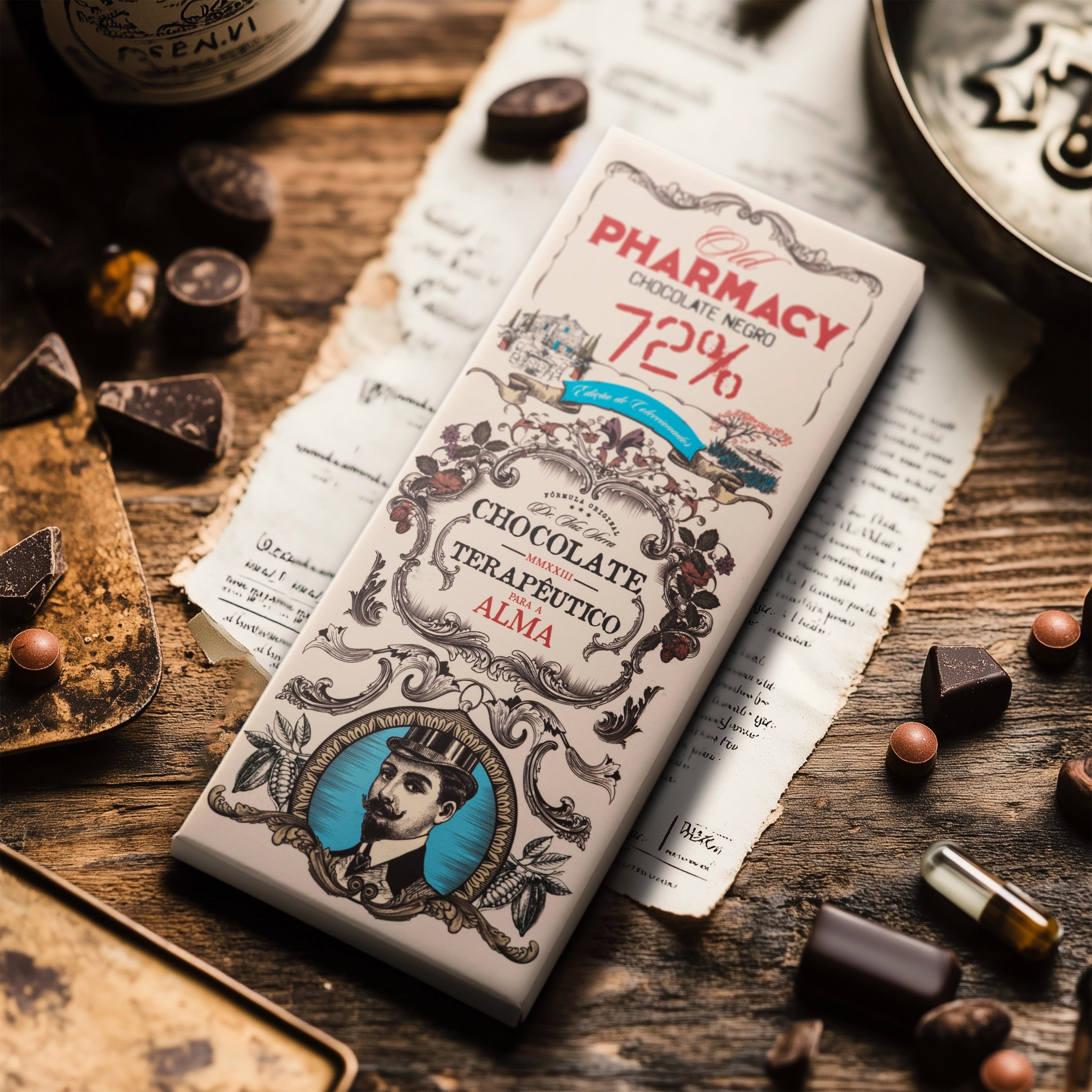 Chocolate Negro BIO 72% Cacau Edição Limitada Old Pharmacy 100g