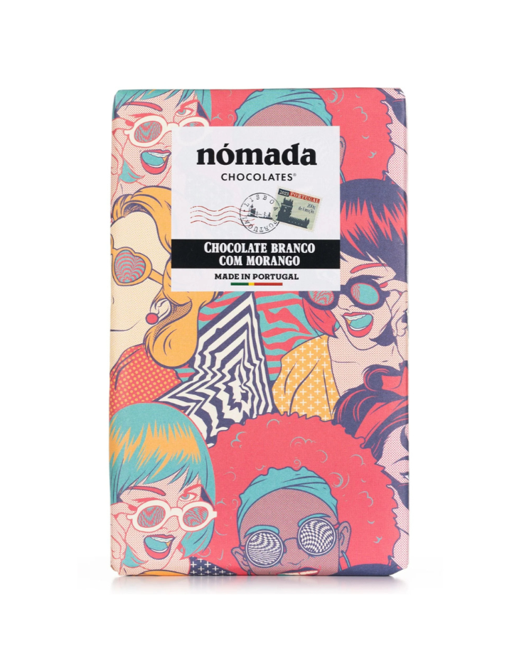 White Chocolate Bar with Strawberry Nómada 200g