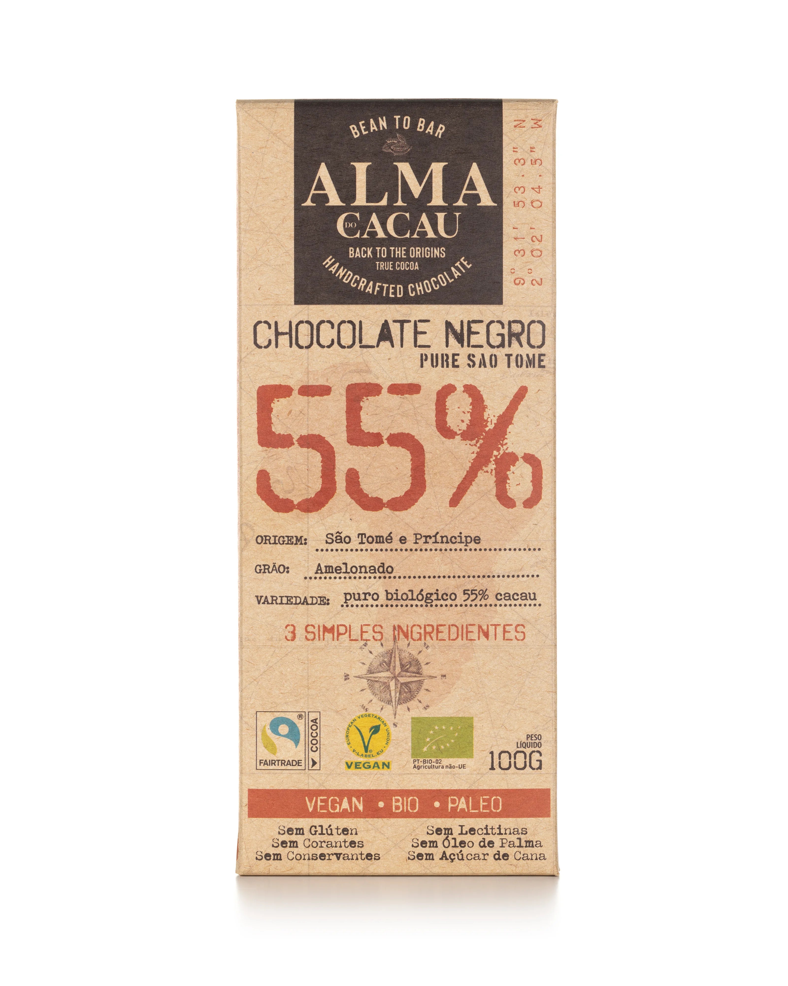 Chocolate Negro BIO 55% Cacau Alma do Cacau 100g