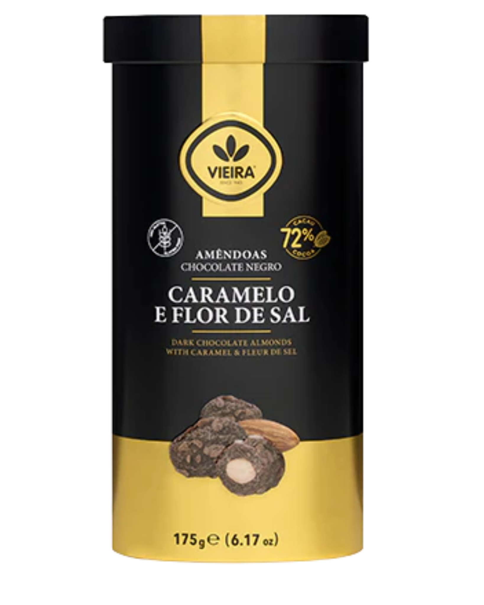 Amêndoas Chocolate de Leite c/ Caramelo e Flor de Sal Vieira 175g