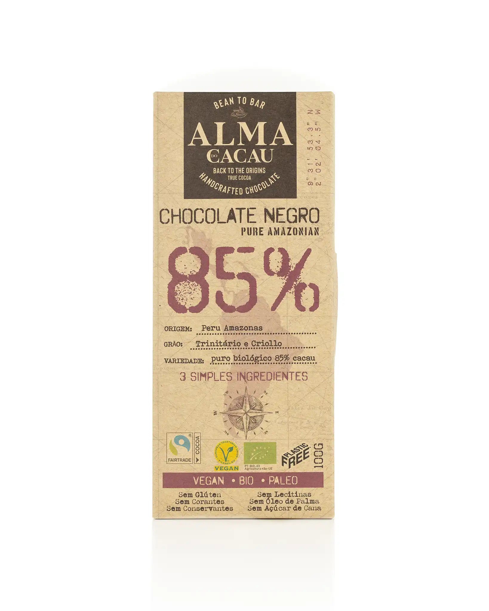 Chocolate Negro BIO 85% Cacau Alma do Cacau 100 g (imagem apenas demonstrativa)