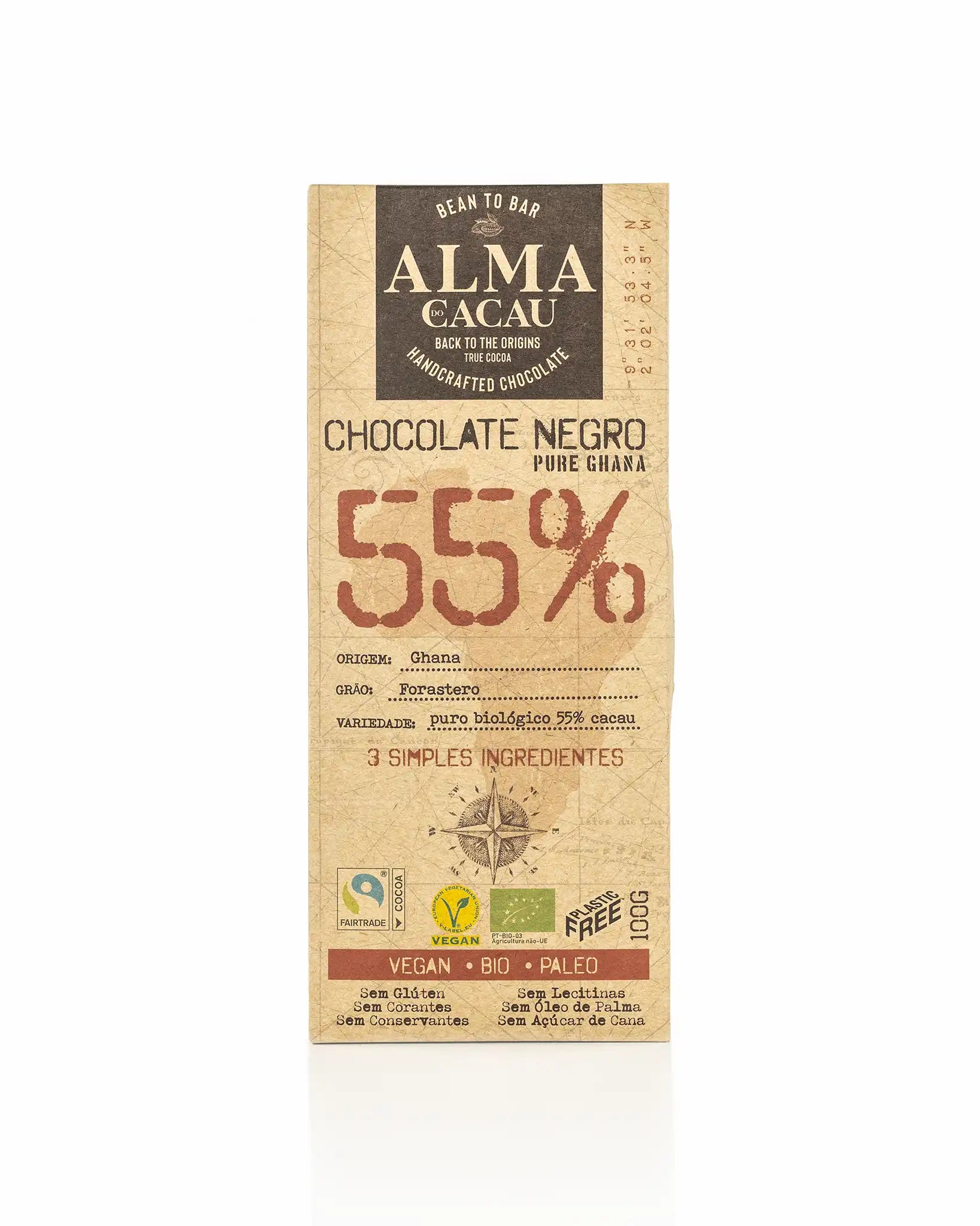 Chocolate Negro BIO 55% Cacau Alma do Cacau 100 g (imagem apenas demonstrativa)